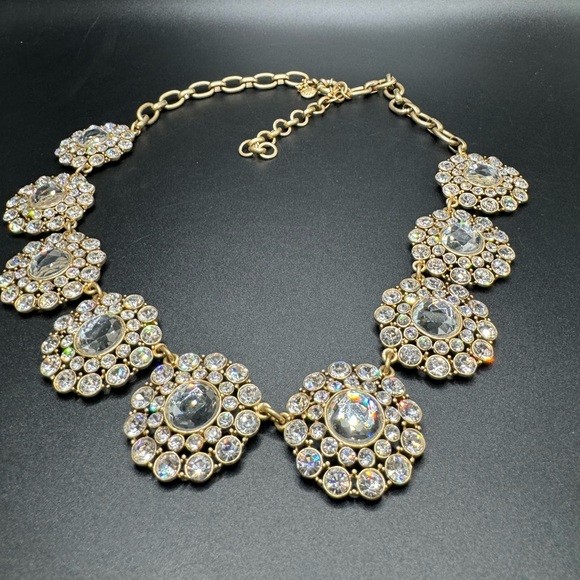 J Crew Matte Gold Tone Clear Rhinestone Necklace - Picture 3 of 7